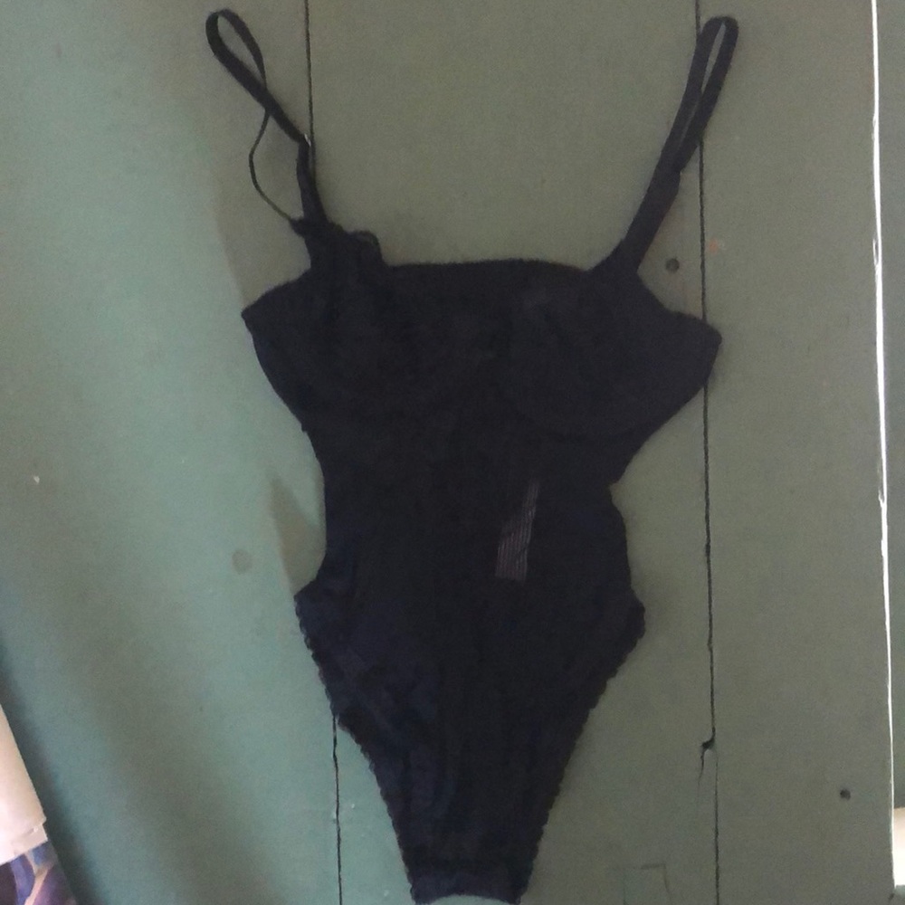 Kat the label free people black lace bodysuit